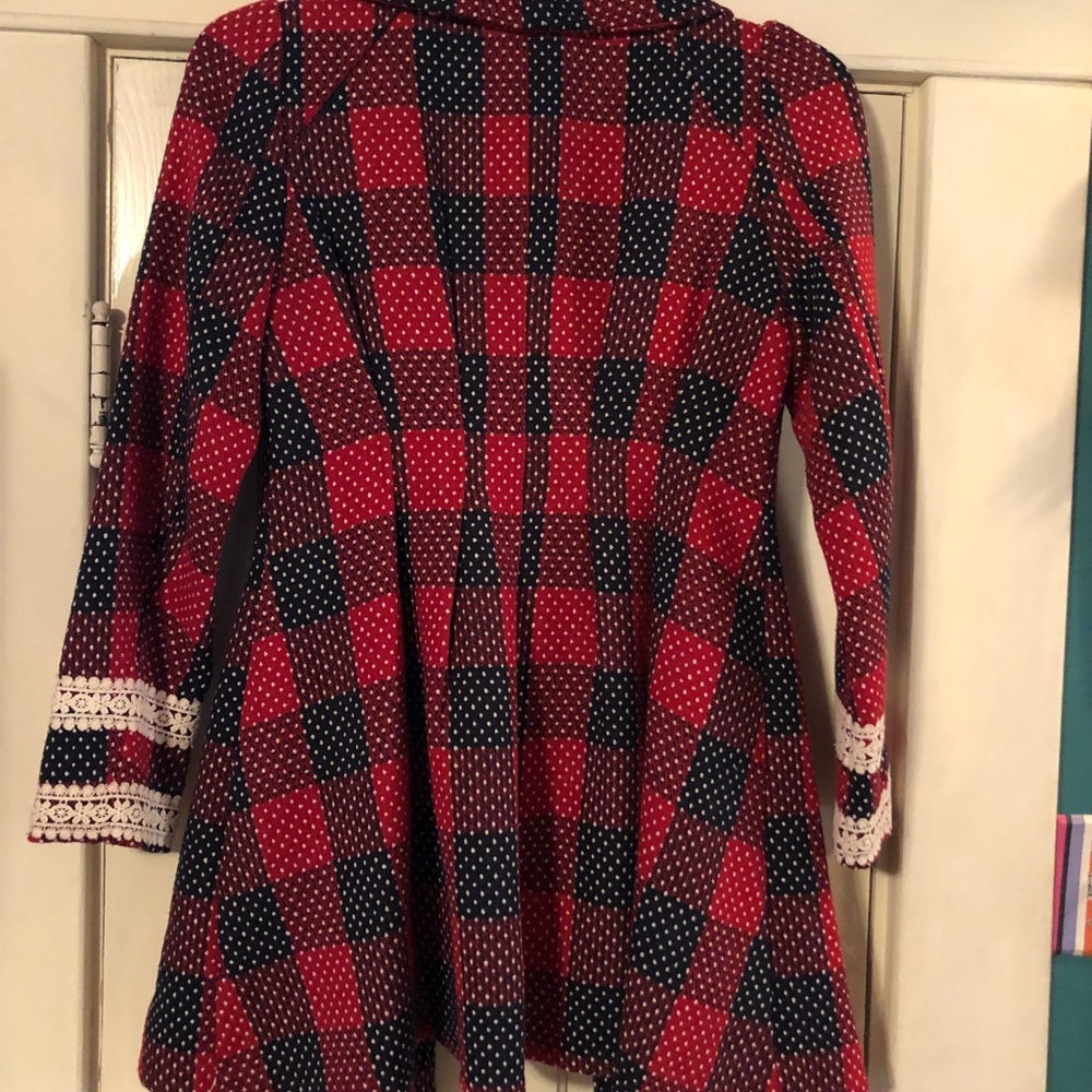 Adorable navy, white, and red pea coat :) nwot